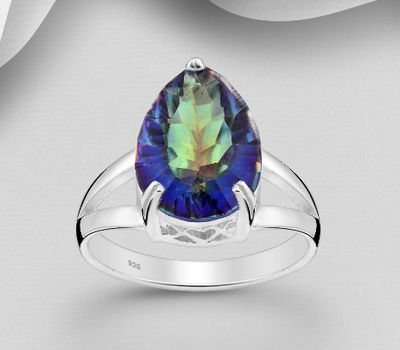 Şəkli böyütmək üçün tiklayın 925 Sterling Silver Ring Decorated with Lab-Created Mystic Topaz