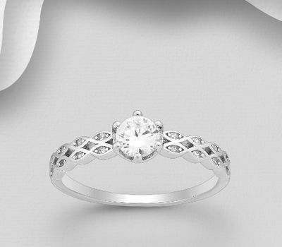 Şəkli böyütmək üçün tiklayın 925 Sterling Silver Ring, Decorated with CZ Simulated Diamonds