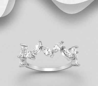 Şəkli böyütmək üçün tiklayın 925 Sterling Silver Ring, Decorated with CZ Simulated Diamonds