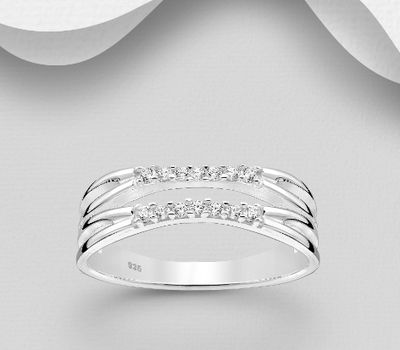 Şəkli böyütmək üçün tiklayın 925 Sterling Silver Ring, Decorated with CZ Simulated Diamonds