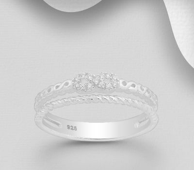 Şəkli böyütmək üçün tiklayın 925 Sterling Silver Infinity Ring, Decorated with CZ Simulated Diamonds