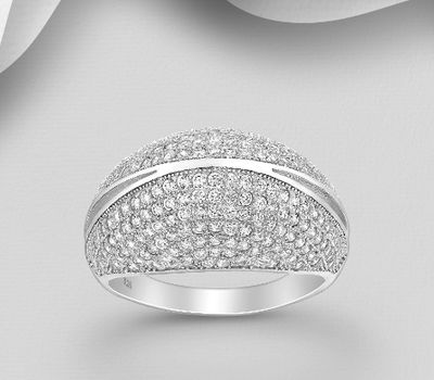 Şəkli böyütmək üçün tiklayın 925 Sterling Silver Ring, Decorated with CZ Simulated Diamonds