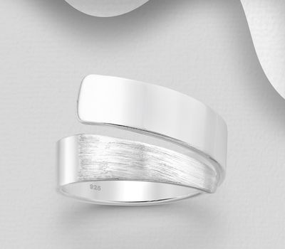 925 Sterling Silver Adjustable Ring Featuring Matt and Brushed Finish