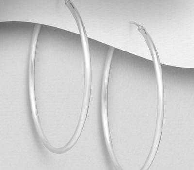 Şəkli böyütmək üçün tiklayın 925 Sterling Silver Hoop Earrings