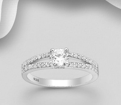 Şəkli böyütmək üçün tiklayın 925 Sterling Silver Ring, Decorated with CZ Simulated Diamonds
