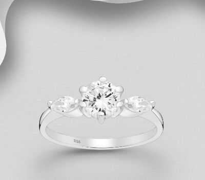 Şəkli böyütmək üçün tiklayın 925 Sterling Silver Ring, Decorated with CZ Simulated Diamonds