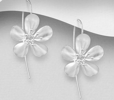 Şəkli böyütmək üçün tiklayın 925 Sterling Silver Flower Hook Earrings