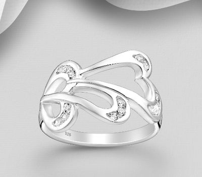 Şəkli böyütmək üçün tiklayın 925 Sterling Silver Ring, Decorated with CZ Simulated Diamonds