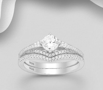 Şəkli böyütmək üçün tiklayın 925 Sterling Silver Ring, Decorated with CZ Simulated Diamonds