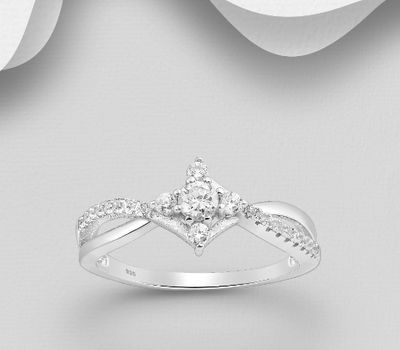 Şəkli böyütmək üçün tiklayın 925 Sterling Silver Ring, Decorated with CZ Simulated Diamonds