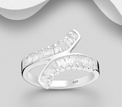 Şəkli böyütmək üçün tiklayın 925 Sterling Silver Ring, Decorated with CZ Simulated Diamonds