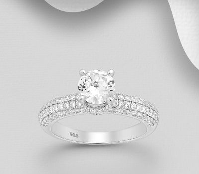 Şəkli böyütmək üçün tiklayın 925 Sterling Silver Ring, Decorated with CZ Simulated Diamonds