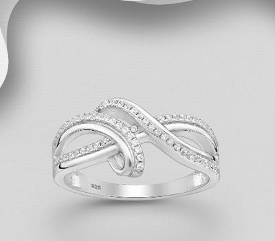 Şəkli böyütmək üçün tiklayın 925 Sterling Silver Ring, Decorated with CZ Simulated Diamonds