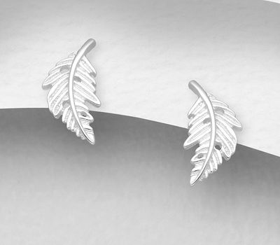 Şəkli böyütmək üçün tiklayın 925 Sterling Silver Leaf Push-Back Earrings