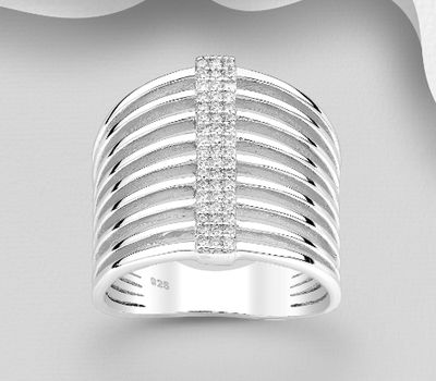 Şəkli böyütmək üçün tiklayın 925 Sterling Silver Ring, Decorated with CZ Simulated Diamonds
