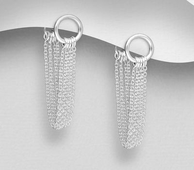 Şəkli böyütmək üçün tiklayın 925 Sterling Silver Links Push-Back Earrings