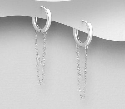 Şəkli böyütmək üçün tiklayın 925 Sterling Silver Hoop Earrings