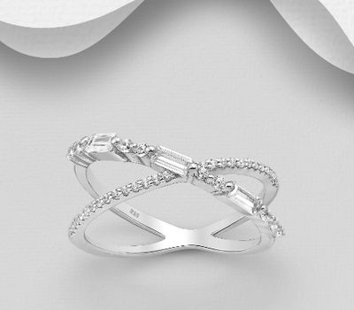 Şəkli böyütmək üçün tiklayın 925 Sterling Silver Ring, Decorated with CZ Simulated Diamonds