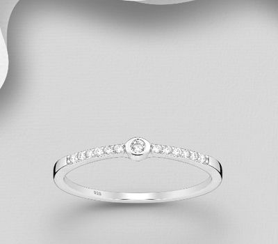 Şəkli böyütmək üçün tiklayın 925 Sterling Silver Ring, Decorated with CZ Simulated Diamonds