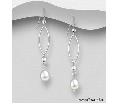 925 Sterling Silver Hook Earrings, Beaded with Freshwater Pearls