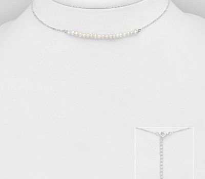 925 Sterling Silver Choker, Beaded with Freshwater Pearls