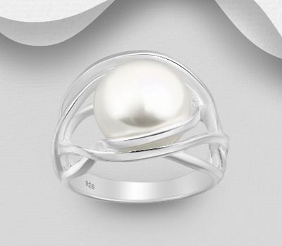 Sterling silver ring set with freshwater pearl.