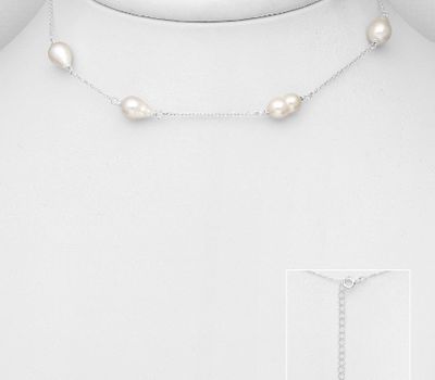 925 Sterling Silver Choker, Beaded with Freshwater Pearls
