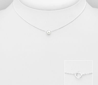 925 Sterling Silver Choker, Beaded with 4-5 mm Diameter Freshwater Pearl
