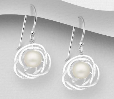925 Sterling Silver Hook Earrings Decorated With Fresh Water Pearl