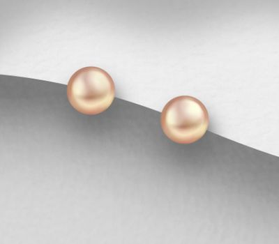 925 Sterling Silver Push-Back Earrings, Decorated with 4-4.5 mm Diameter AAA Freshwater Pearls