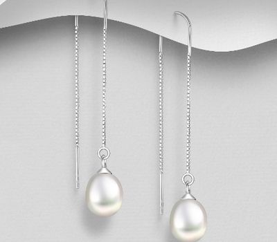 925 Sterling Silver Hook Earrings Decorated With Fresh Water Pearls
