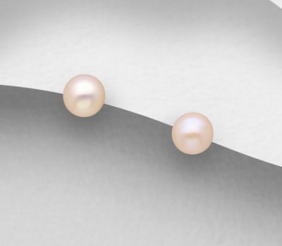 925 Sterling Silver Push-Back Earrings, Decorated with 3-3.5 mm Diameter AAA Freshwater Pearls