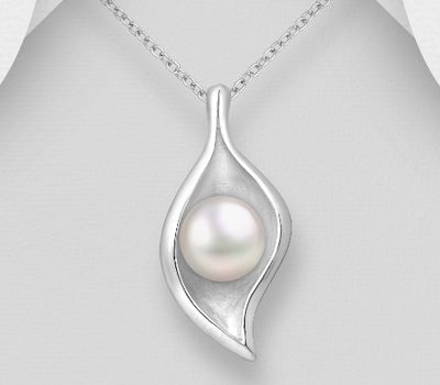 Şəkli böyütmək üçün tiklayın 925 Sterling Silver Shell Pendant Decorated with Freshwater Pearl
