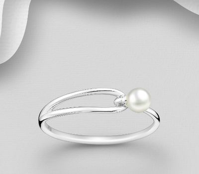 925 Sterling Silver Ring, Decorated with Freshwater Pearl