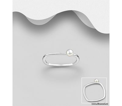 Şəkli böyütmək üçün tiklayın 925 Sterling Silver Ring, Decorated with Freshwater Pearl