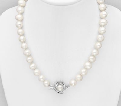 Şəkli böyütmək üçün tiklayın White Base Rose Necklace Beaded With Fresh Water Pearls