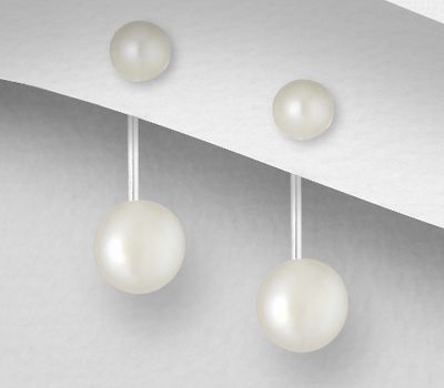 925 Sterling Silver Earrings Decorated with Freshwater Pearls