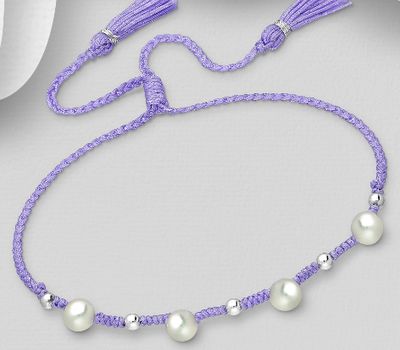 925 Sterling Silver Tassel Bracelet Beaded With Fresh Water Pearls