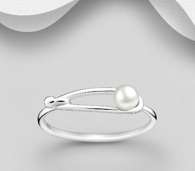 Şəkli böyütmək üçün tiklayın 925 Sterling Silver Ring, Decorated with Freshwater Pearl