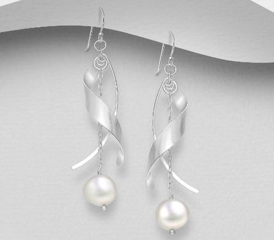 Şəkli böyütmək üçün tiklayın 925 Sterling Silver Hook Earrings Beaded With Fresh Water Pearls