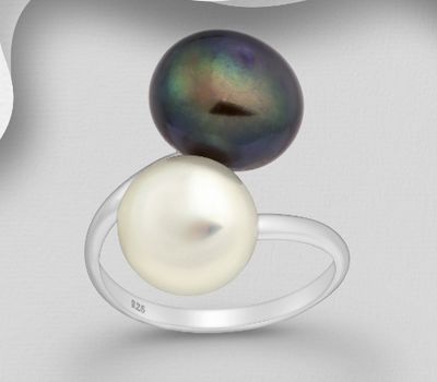 Şəkli böyütmək üçün tiklayın 925 Sterling Silver Adjustable Ring, Decorated With Freshwater Pearls