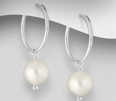 Malın səhifəsinə keç 925 Sterling Silver Hoop Earrings Decorated with Freshwater Pearls