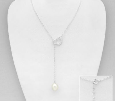 Şəkli böyütmək üçün tiklayın 925 Sterling Silver Heart Necklace Decorated with Freshwater Pearl
