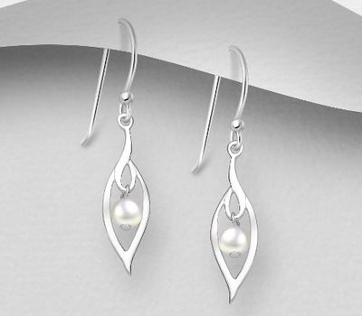 Malın səhifəsinə keç 925 Sterling Silver Hook Earrings, Decorated with Freshwater Pearls
