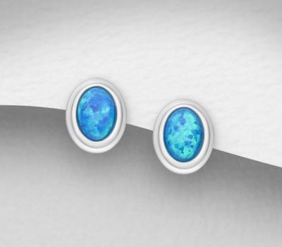 Malın səhifəsinə keç 925 Sterling Silver Push-Back Earrings Decorated With Lab-Created Opal