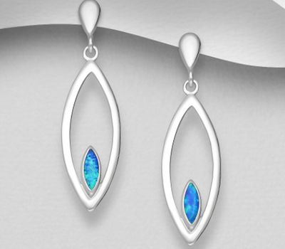 Malın səhifəsinə keç 925 Sterling Silver Hook Earrings, Decorated with Lab-Created Opal