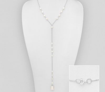 925 Sterling Silver Necklace Beaded With Fresh Water Pearls