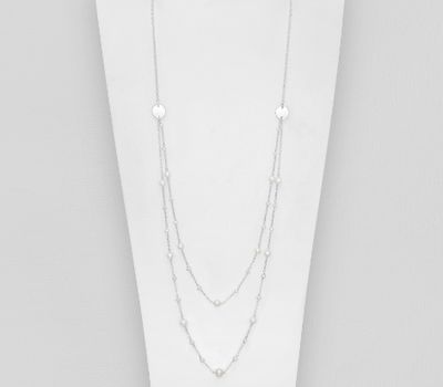925 Sterling Silver Necklace Beaded With Fresh Water Pearls