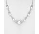 925 Sterling Silver Leaf Necklace, Decorated with Freshwater Pearls