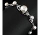 925 Sterling Silver Adjustable Leaf Bracelet, Decorated with Freshwater Pearls